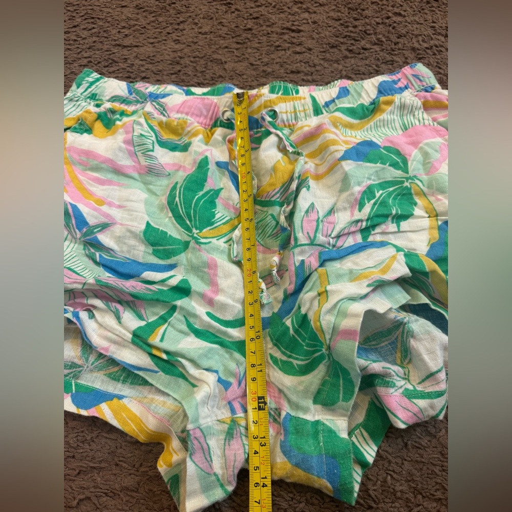 2 FOR $20 C & C California 100% Linen Shorts Tropical Pull On High Rise Size L - Picture 4 of 7